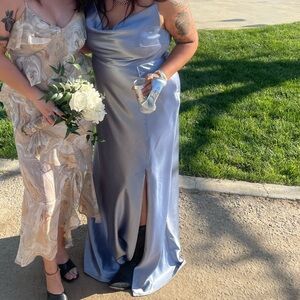 Birdy Grey Satin Blue and Cream Wedding Dresses